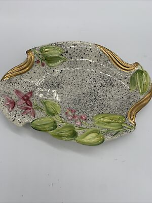 #ad Vintage Dish Hobbyist Splatter floral trinket dish. $9.24