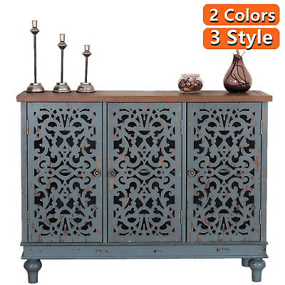 Storage Cabinet with Doors Buffet Sideboard Vintage Antique Retro Accent Cabinet $113.99