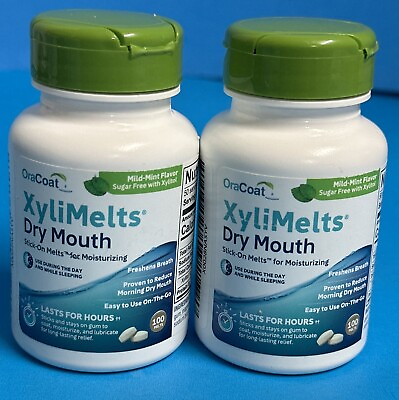 #ad Lot Of 2 OraCoat XyliMelts for Dry Mouth Mild Mint Flavor Melts 100 Ct 06 2026 $27.93