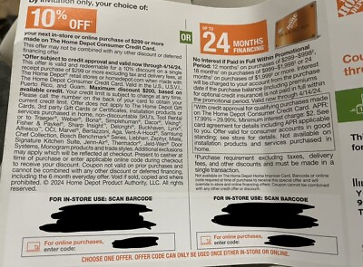 #ad HOME DEPOT Coupon 10% Off Online In Store OR 24 Months Financing Exp 04 14 24 $29.99