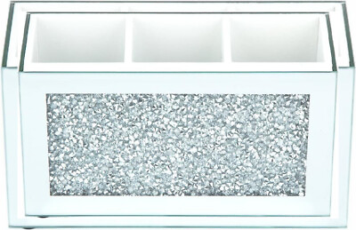 #ad sugarchef Bling Crystal Mirrored Glass Countertop Storage Box Jewelry and... $36.77