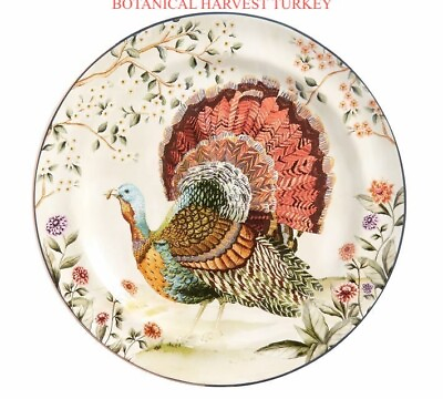 #ad Pottery Barn Botanical Harvest Salad Plates Turkey Stoneware Set Of 4 New Box $98.00