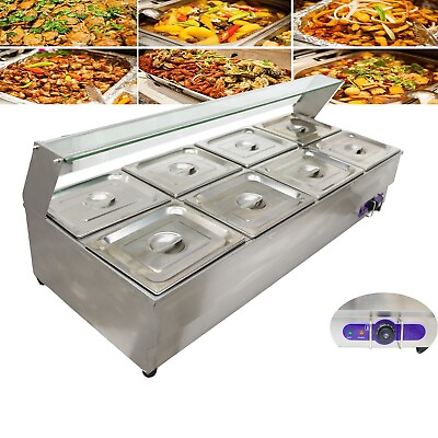 #ad #ad 8x1 2pan Elevated Stainless Buffet Food Warmer Electric Heating Steam Table 110V $737.90
