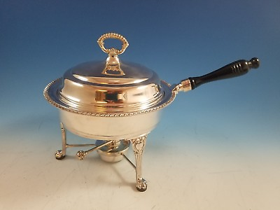 #ad Vintage Silverplate 11quot; Wide Chafing Dish with Gadroon Edge and Warmer *** $49.00