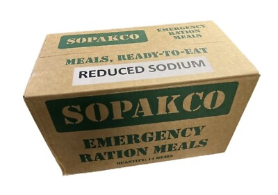 Sopakco Low Sodium MRE Ration Emergency Camping Prepper Food Full 16 meals $40.00