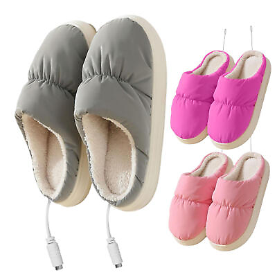 #ad Heated Slippers Electric Heating Winter Foot Warmer Slippers USB Charger Shoes $19.79
