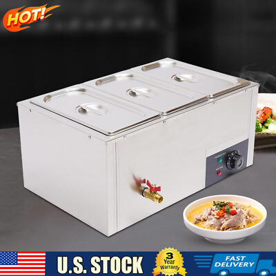 #ad #ad Electric Food Warmer 3Pan Commercial Buffet Steam Table Stainless Steel 850W NEW $109.72