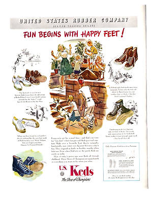 #ad Vtg Print Ad 1947 U.S. Keds Shoes The Shoe of Champions $9.75