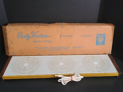 Vintage Party Hostess Warm O Tray Model 60 Electric 3 Burner Food Warmers W BOX $35.00