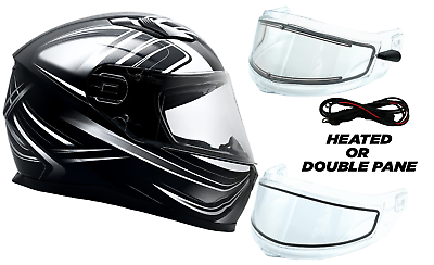 #ad Adult Snowmobile Helmet Gray Full Face Double Pane Shield or Heated DOT $115.00