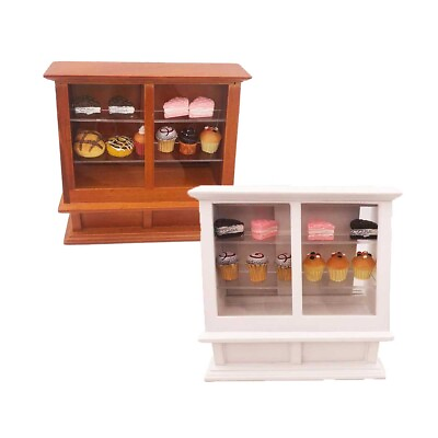 1:12 Scale Dollhouse Miniature Cake Food Cabinet Display Locker Wooden Furniture $20.99
