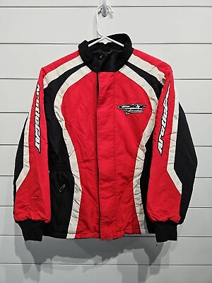 #ad Vtg Arctic Cat Girl Jacket Snowmobile Racing Coat Womens Small Arcticwear Red ZR $78.95