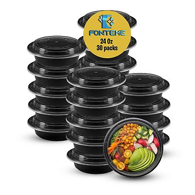 #ad 24 oz Round Meal Prep Container with Lids – 30 Pack Disposable Food Storage... $30.38