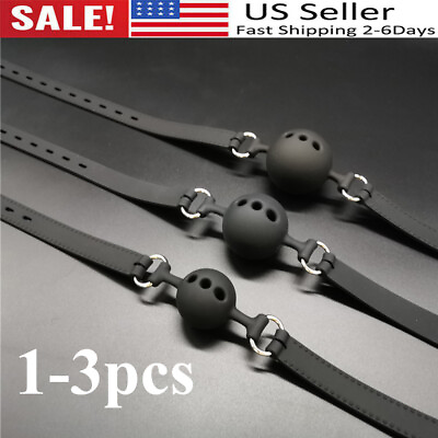 #ad Silicone Open Mouth Ball Gag Bondage Restraints Breathable Harness Strap BDSM $10.89