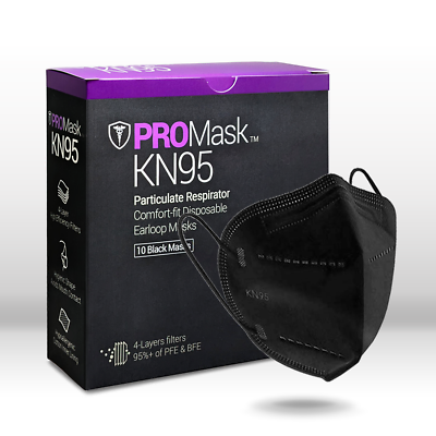 10 100 BLACK PROMASK KN95 Disposable Face Masks 4 Layers Filters 95% PFE amp; BFE $22.95