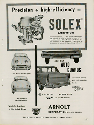 #ad #ad 1960 Solex Carburetors Glass Guards Austin Healy Sprite Triumph Vintage Print Ad $10.99