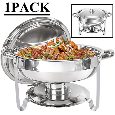 #ad 5L 5.28QT Round Chafing Dish Stainless Steel Chafer Buffet Catering Warmer Set $40.79