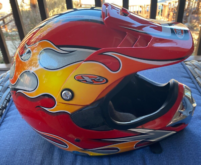 #ad Fulmer X5 Adult XL Helmet After Burner with Flames Motocross Motorcycle Fox DOT $25.00