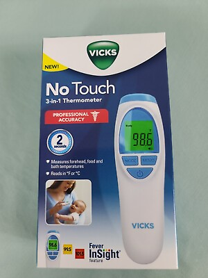 #ad Vicks No Touch 3 In 1 Thermometer Measures Forehead Food Bath Temp New 6 Pack $19.99