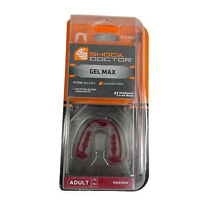 #ad Shock Doctor Gel Max Mouthguard Convertible Adult Maroon Mouth Guard New $14.00