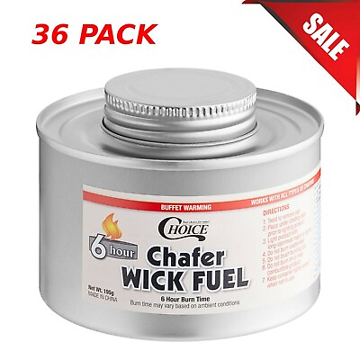 36 Pack 6 Hour Wick Chafing Dish Fuel Can Food Buffet W Safety Twist Cap $82.04
