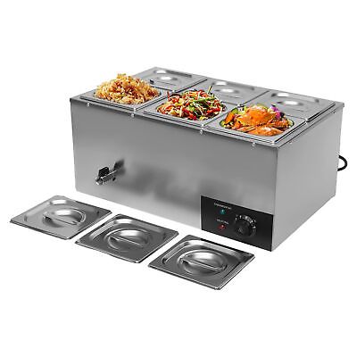 #ad 6 Grid Commercial Food Warmer Stainless Steel Thermostatic Control Food Warmer $179.67
