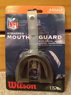 #ad Wilson NFL Adult Ages 10 Black Strapped Mouth Guard W Ltd. Dental Injury Wty $2.95