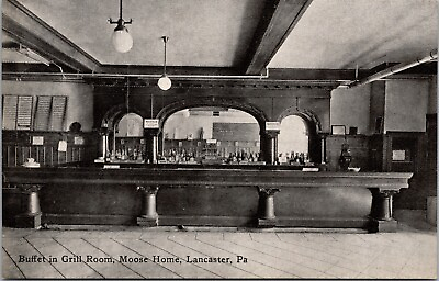 #ad #ad Buffet in Grill Room MOOSE HOME E King St Lancaster PA Postcard Black White DB $3.85