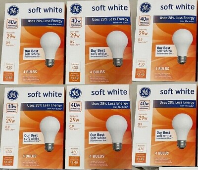 #ad 24 Bulbs GE 66246 29W 40W Replacement Soft White Medium Base Light Bulbs Bulk $31.95