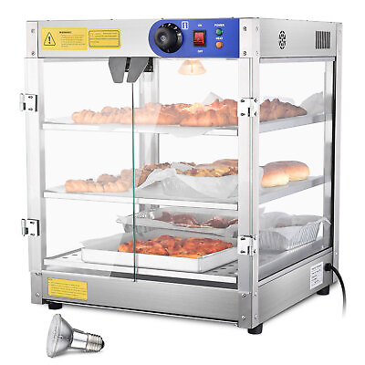 3 Tier Commercial Food Pizza Warmer Countertop Cabinet Display Stainless Steel $329.99
