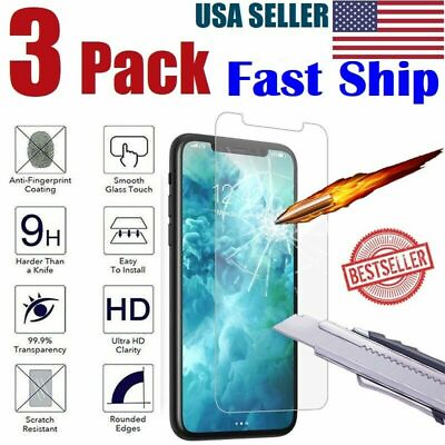Screen Protector Tempered Glass For iPhone SE 5 6 7 8 Plus X Xs Max XR 11 Pro $2.78
