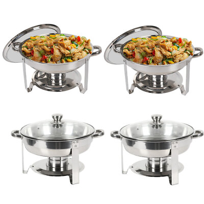 #ad #ad 4 Pack 5 QT Stainless Steel Chafer Chafing Dish Buffet Sets Catering Food Warmer $100.00