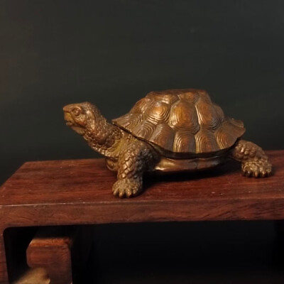 #ad Collection Chinese bronze handmade cast turtle tortoise statue gift tea pet $22.00