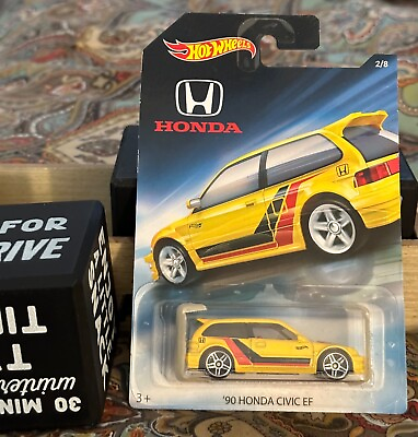 #ad Hot Wheels *HONDA SERIES* ‘90 Honda Civic EF Yellow . FLAWED CARD $8.88