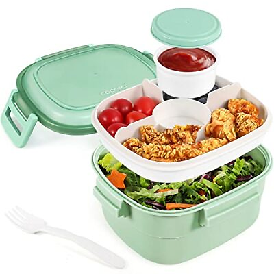 #ad Salad Container for Lunch To Go 55oz Large Salad Bowl Lunch Box Bento Style $16.93