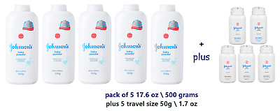 Johnson#x27;s Baby Powder Original TALC 17.6 oz 5 Travel Size Pack of 55 $45.99