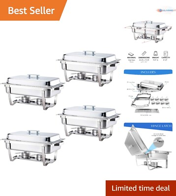 #ad 4 Heavy Duty Complete Stainless Steel Chafing Dish Set 8QT $235.58