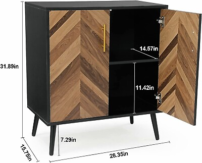 #ad Storage Cabinet w 2 Doors Modern Sideboard Buffet Cabinet w Adjustable Shelves⭐ $89.99