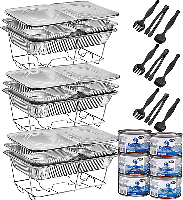 #ad Disposable Chafing Dish Buffet Set Food Warmers for Parties Complete 33 Pcs of $76.99
