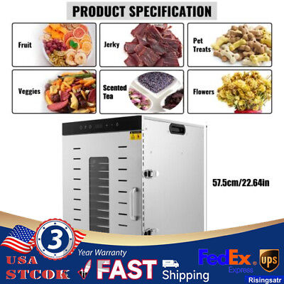 #ad 16 Tray Commercial Countertop Electric Food Dehydrator Fruit Meet Dryer Machine $268.75