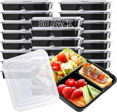 #ad 32 oz Meal Prep 3 Compartments Food Storage Containers Bento Box $19.95