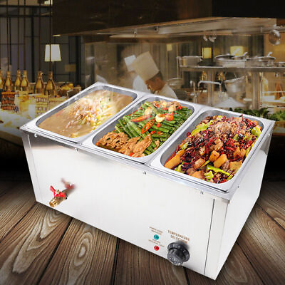 #ad 3 Pan Commercial Electric Food Warmer Steam Table Buffet Bain Marie Countertop $115.50