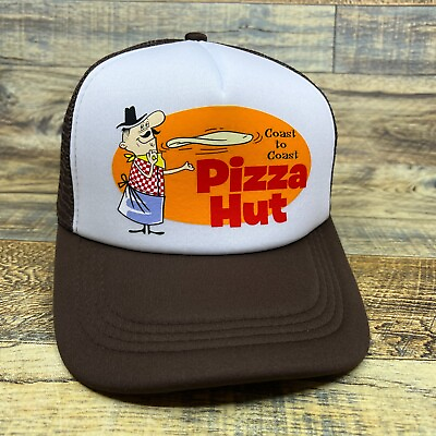 #ad #ad Pizza Hut Unisex Trucker Hat Brown Snapback 70s Vintage Logo Baseball Cap $18.99