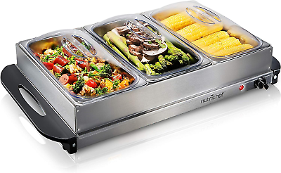 #ad Electric Food Warming Tray Easy Clean Stainless Steel Hot Plate Food Warmer $79.15