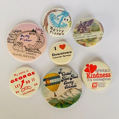#ad Buttons pins pinback mixed lot Betty Fisher colorado co George pikes peak kktv $14.36