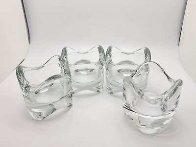 #ad Set of 4 IKEA Clear Glass Candle Holder Heavy Stackable Votive Candle Tea Light $11.99