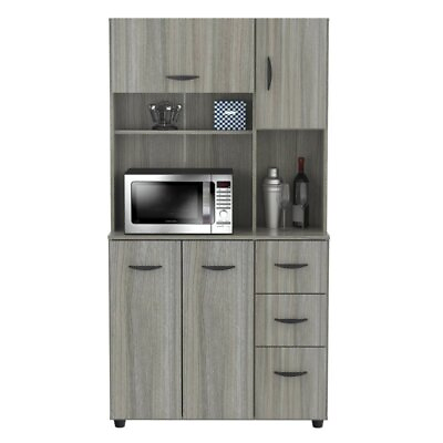 Heavy Kitchen Storage Microwave Cabinet Tall Cupboard Wood Food Pantry Organizer $225.13