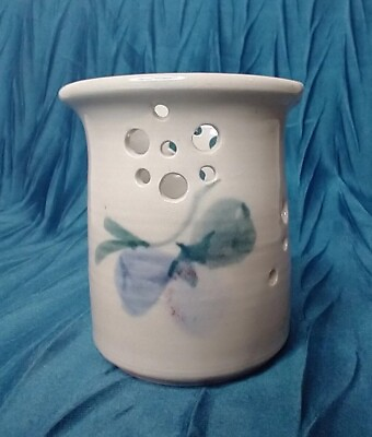 Handmade Ceramic Pottery Toothbrush Holder Two Tone Glaze Signed Bev Howell $16.99