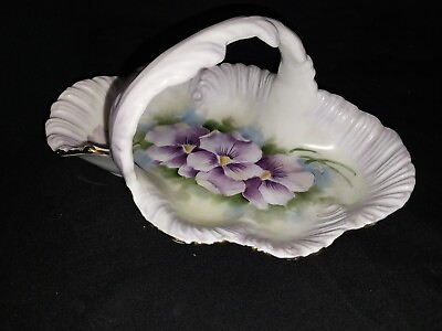 #ad Purple Scalloped Hand Painted Vintage Dish Porcelain Perfect For China Set $17.49