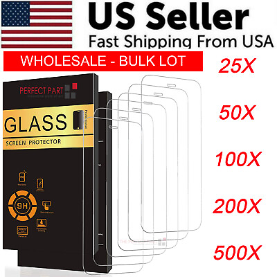 Wholesale Bulk Lot Tempered Glass Screen Protector For iPhone X 11 12 13 14 Pro $33.59